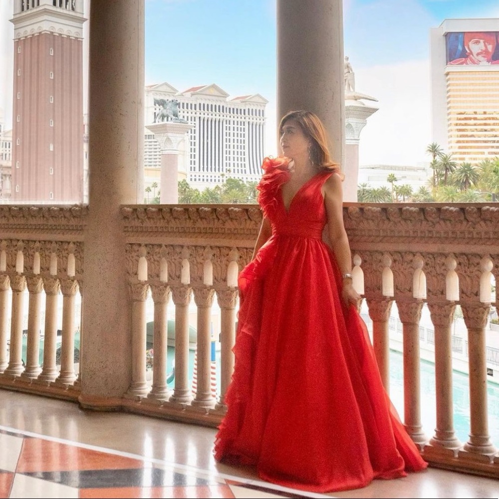 Mac Duggal Red Ruffle Gown